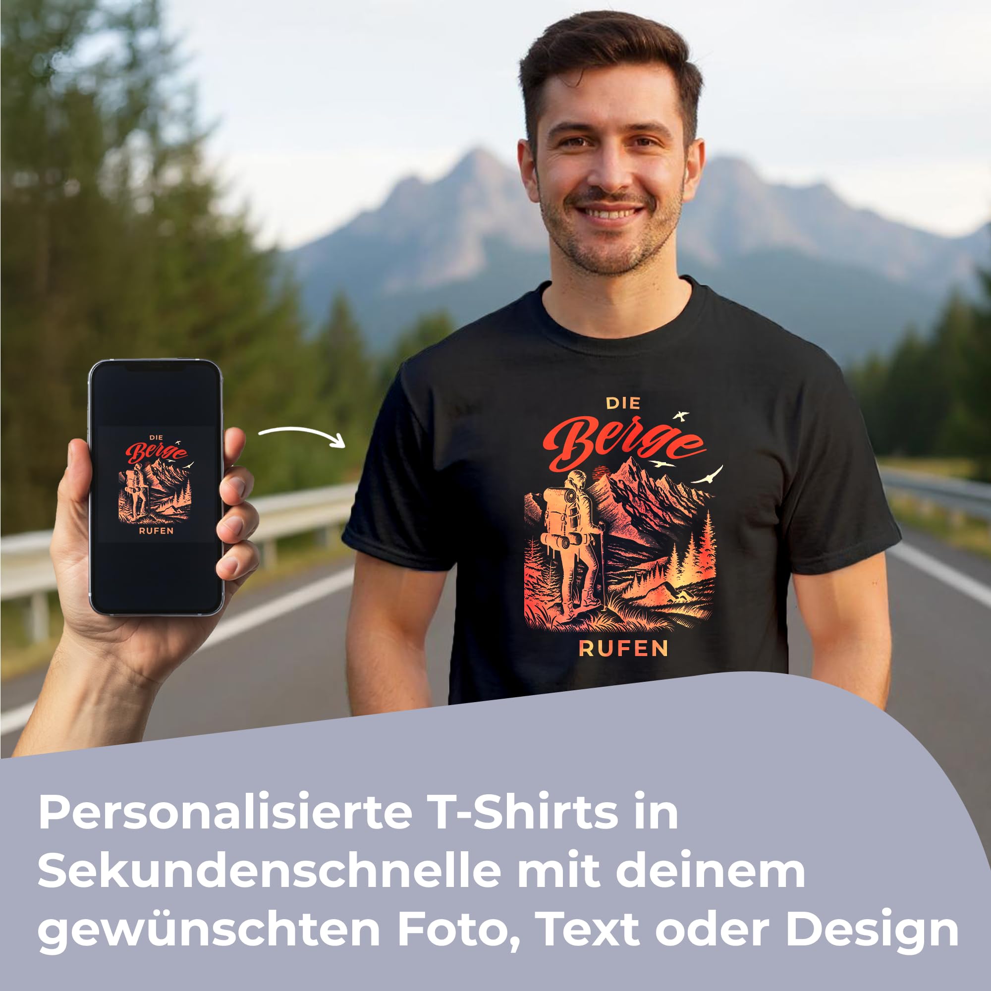 Cimpress Personalisiertes T-Shirt für Männer, Mit Foto, Text oder Design selbst gestalten, Baumwoll-T-Shirt für Herren in S - 3XL Bedrucken Lassen, Für Geburtstage oder als Werbegeschenk
