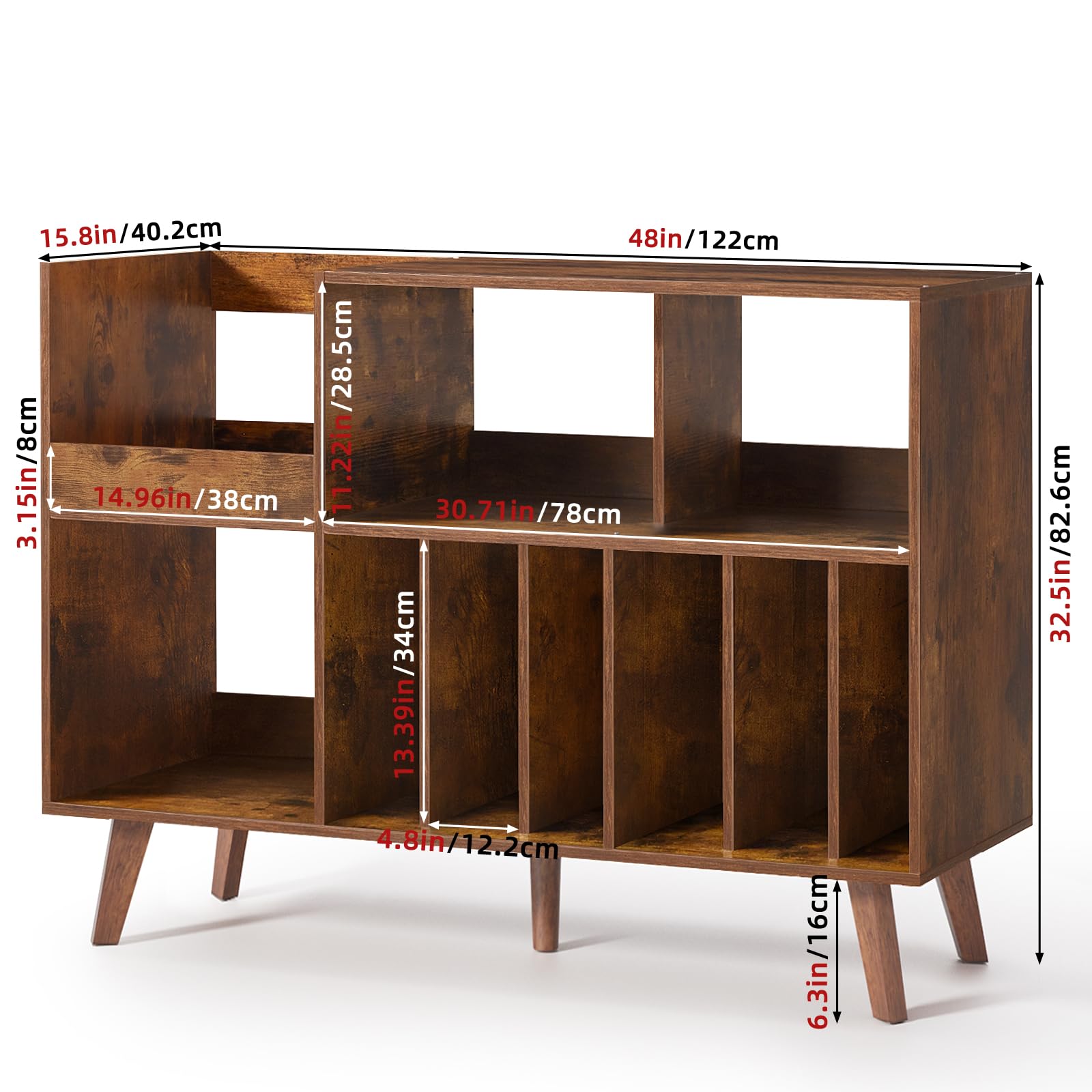 LELELINKY Soporte grande para tocadiscos, soporte giratorio con almacenamiento, soporte de vinilo con área de exhibición, mesa de tocadiscos con capacidad para hasta 450 álbumes, soporte para discos
