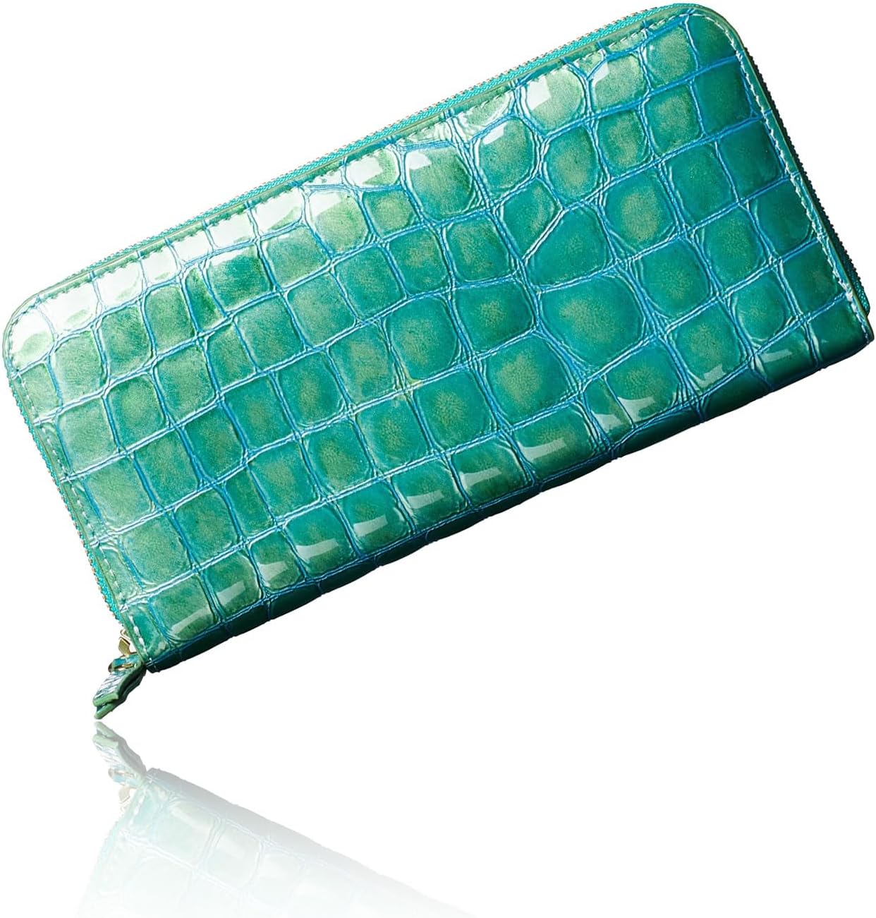 VOICE Align type Long wallet Leather made by MASINI in Italy Cowhide ART.Stain Glass Women's Elegant and easy to use Vertical card case IN gift box (Turquoise) - Image 3