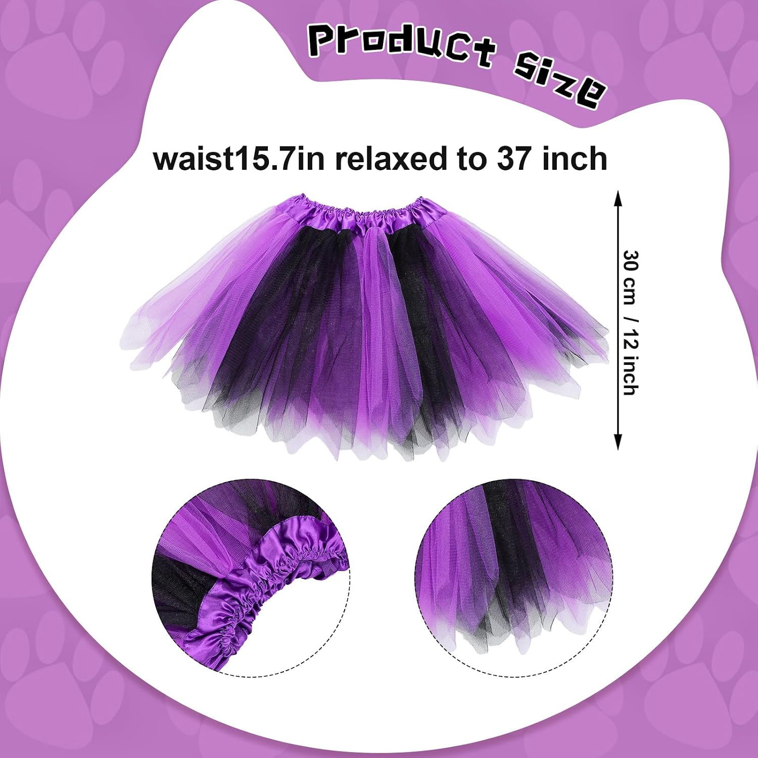 Hotop 4 Pcs Halloween Girls Cat Costume Set Cat Ears Headband Tail Bow Tie Tutu Skirt for Kitty Halloween Dress up Party image 3