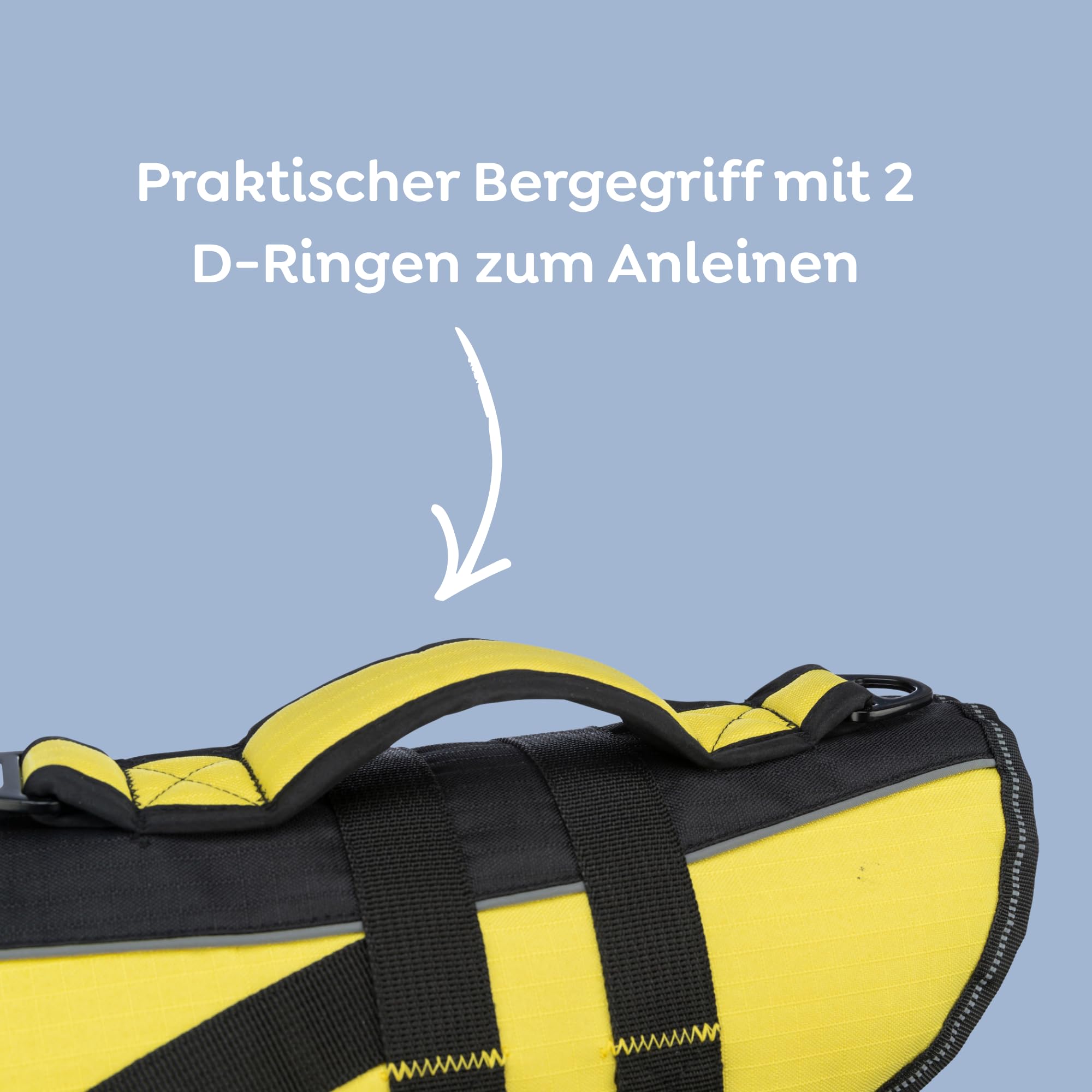 TRIXIE Hunde-Schwimmweste XL: 65 cm (bis 45 kg) neon-gelb – schnell trocknende Rettungsweste Hund mit Rettungsgriff für mehr Sicherheit bei Wasseraktivitäten wie Bootsausflüge & SUB - 30129