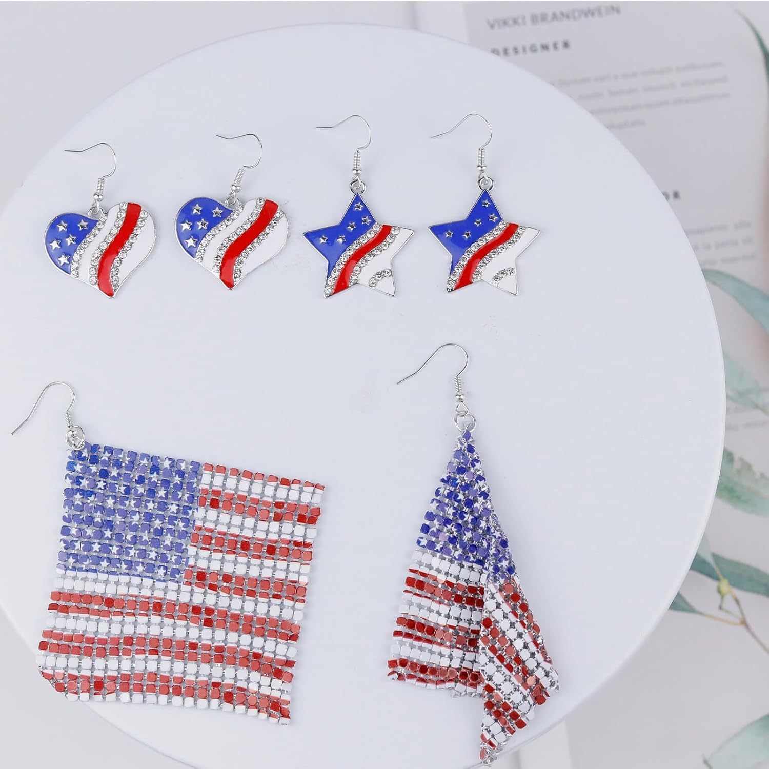3 Pairs Woman Earrings American Flag 4th of July Earrings Patriotic Star Earring - Image 7