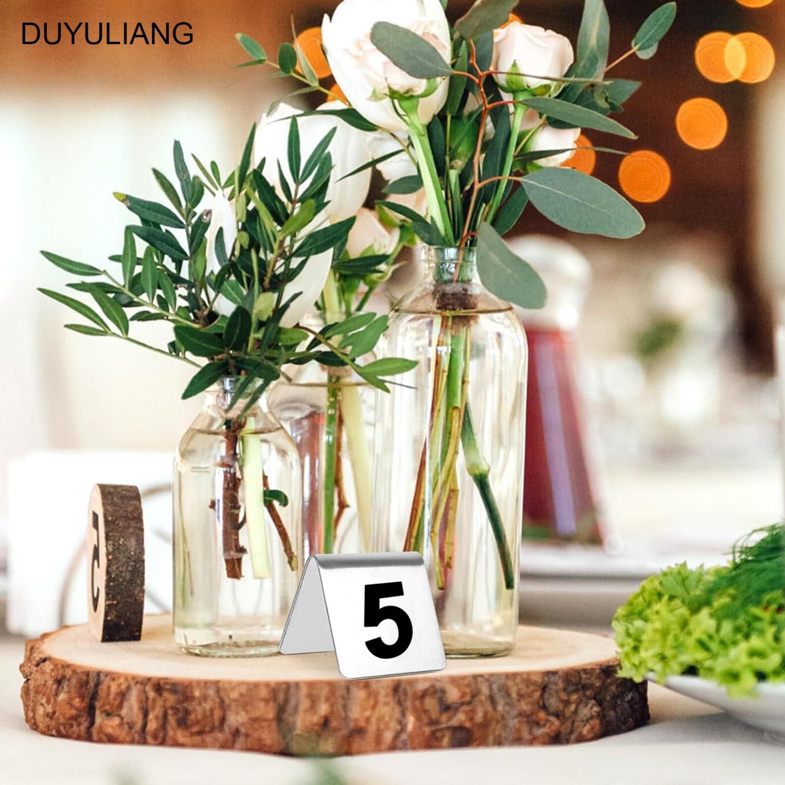 Table Numbers Edelstahl Tischnummern - Halter Von 1 Bis 25/50 / 100 Sitzplan Hochzeit Langlebig - Tischkarten Doppelseitige Tischmarkierungen Für Hochzeitsfeiern Bankette Empfänge(1 to 50)