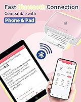 Vista 3 de Phomemo Impresora térmica portátil M04S con papel térmico adhesivo blanco de 2.087 in 3 rollos