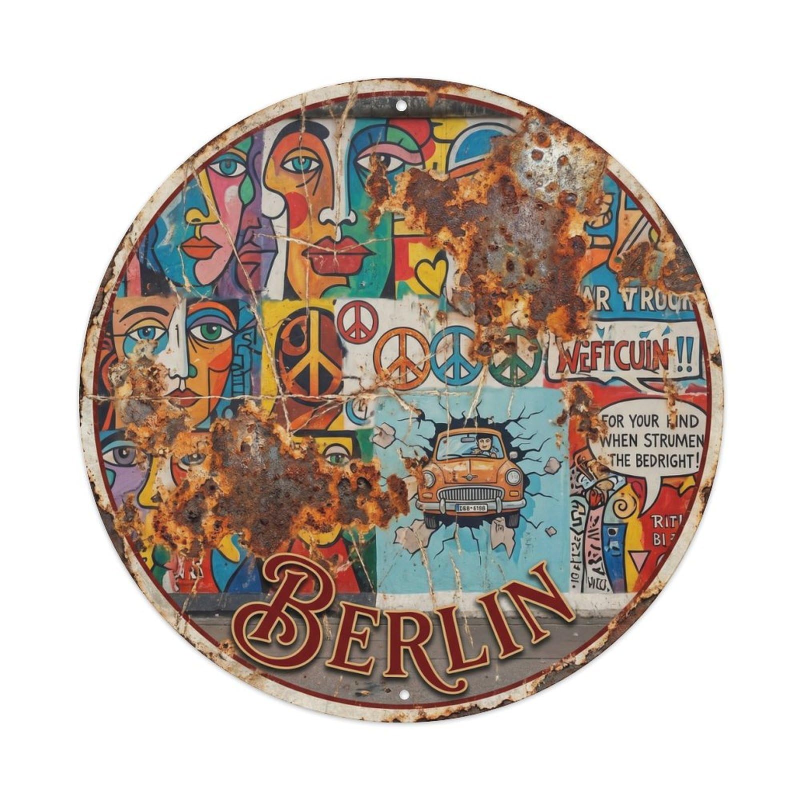 Vintage Travel Berlin East Gallery Metal Tin Sign Plaque