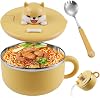 Ramen Schüssel mit DeckelRamen Bowl mit Wärmeisolierung Siegel und Löffel304 Edelstahl Tragbarer NudelschüsselWärmeisolierend Instant Nudeln Schüssel Für Nudeln Salat üsli 1200 ML