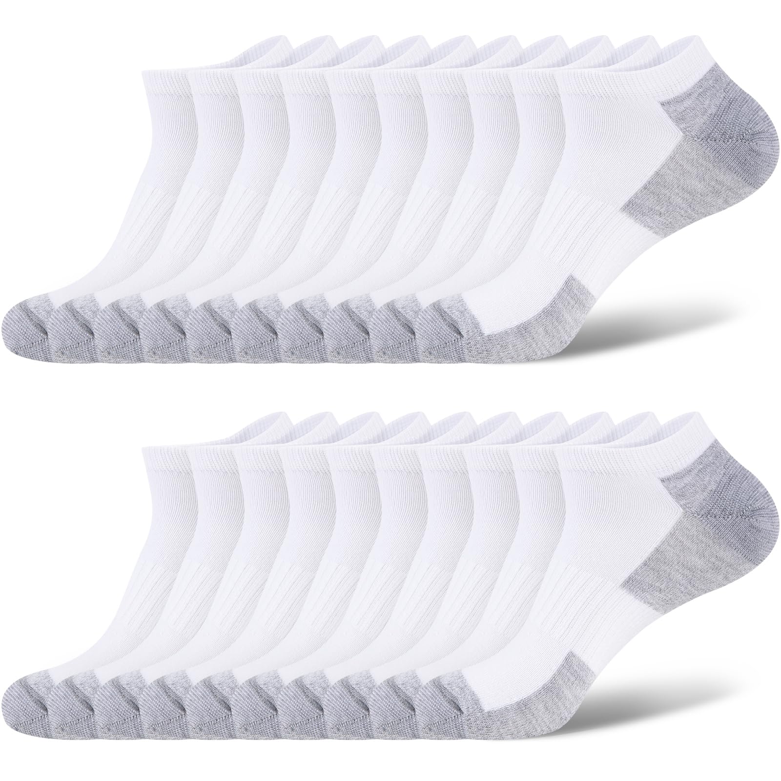 15 Pairs 3 Styles No Show Socks for Men – Breathable Thin White Low Cut Ankle Socks Bulk Pack, Fits Shoe Size 8-12