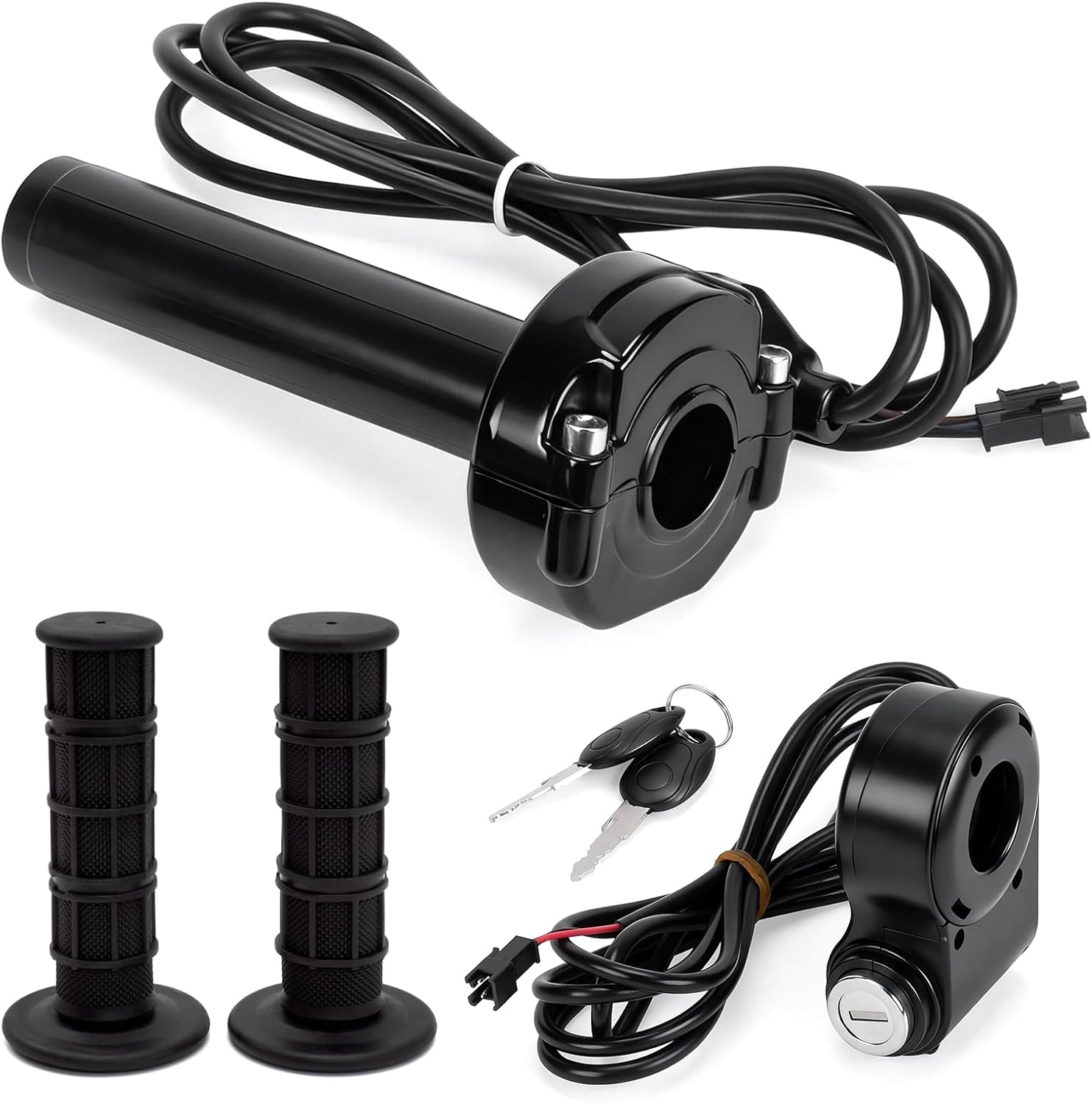 Full Twist Throttle with Key Ignition for Ridstar Q20 Surron Throttle for Ridstar Waterproof Ebike Throttle Grip KIt for Electric Dirt Bike Scooter Mountain Bike (Black)