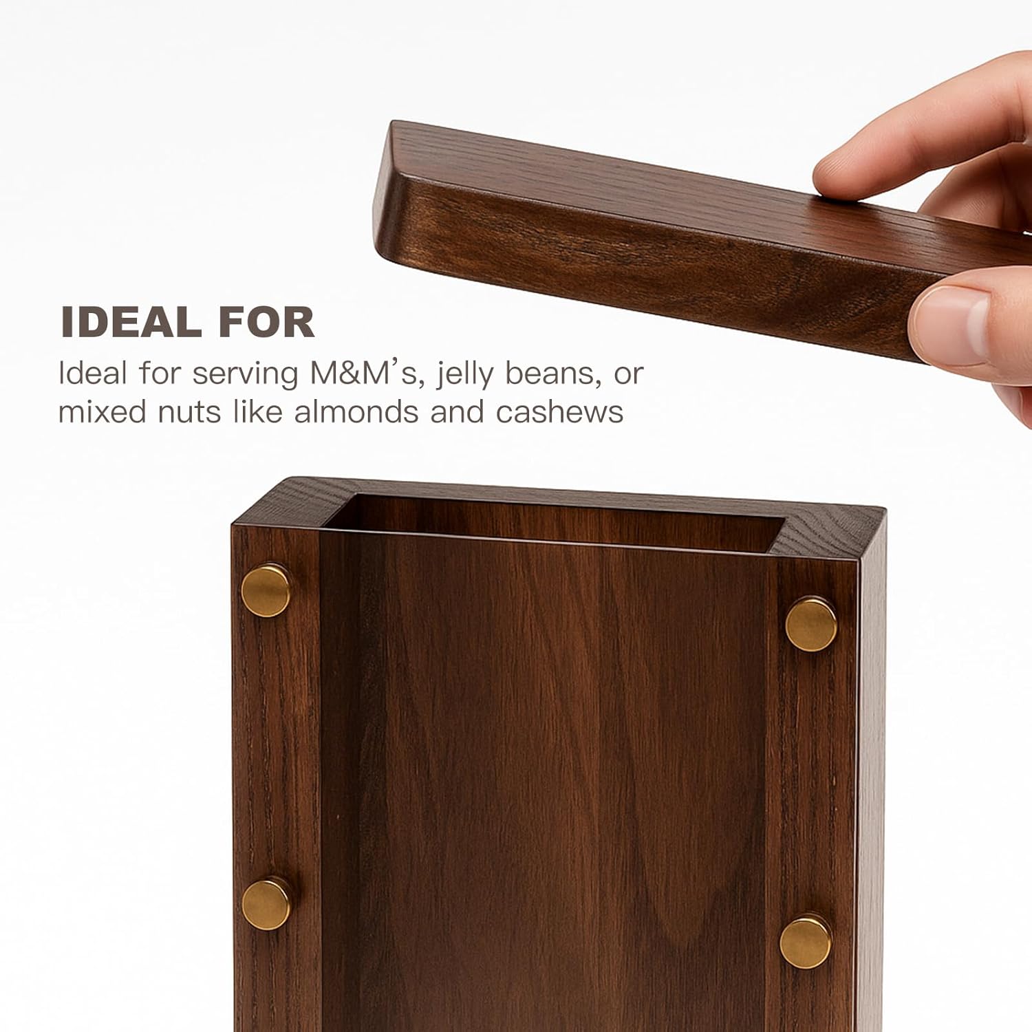 Wooden Candy Dispenser – Handcrafted Ash Wood Candy Machine for M&M’s, Nuts, Jelly Beans & Small Treats | Countertop Candy Dispenser with Acrylic Window, Fun Party & Gift Idea