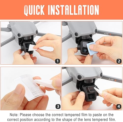 Miniatura 6 de O'woda Película protectora de pantalla de vidrio templado Air 3 Lens HD para accesorios DJI Air 3, paquete de 2