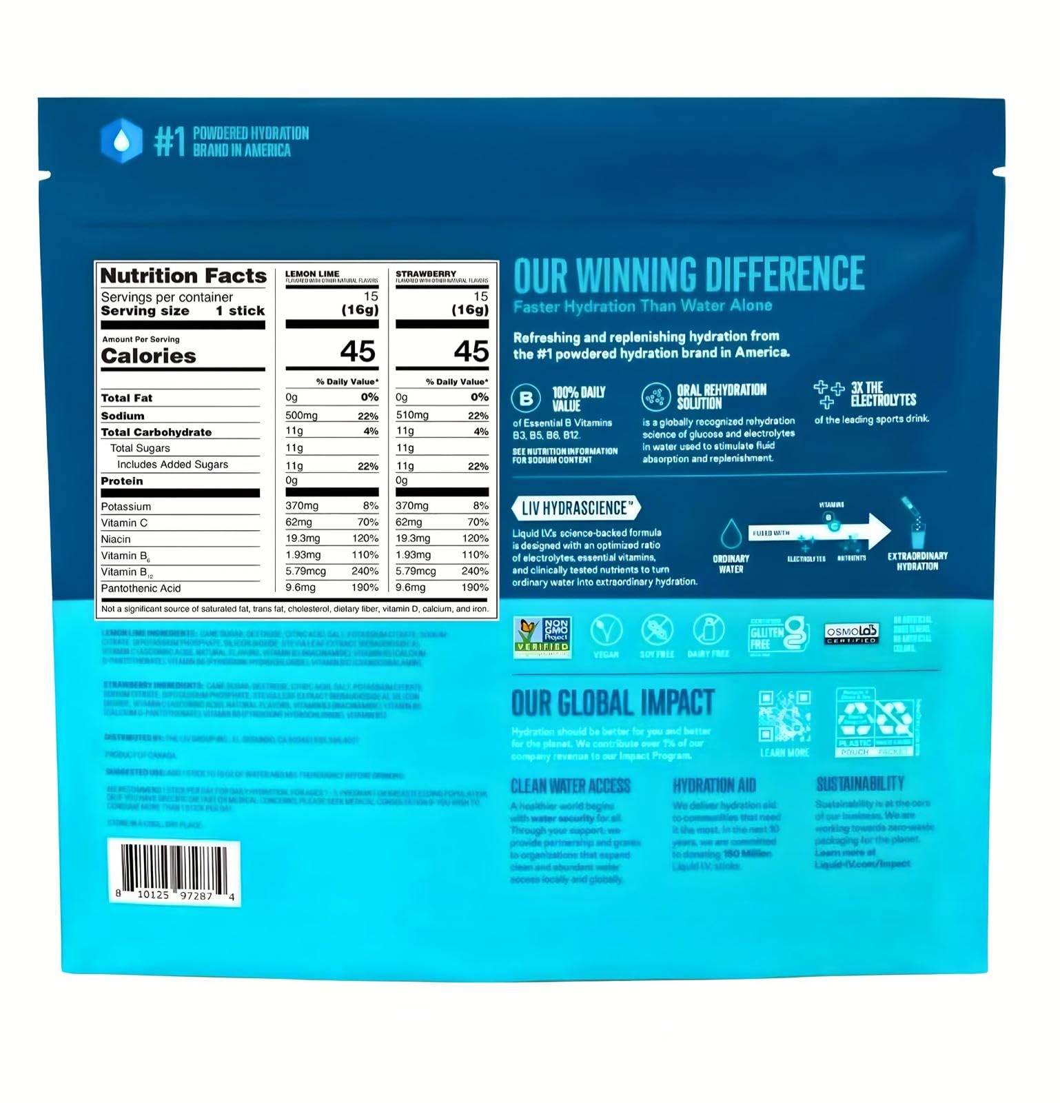 Liquid I.V. Hydration Multiplier Elektrolyt Drink Mix, Variety, 15.9 g, 30 Ct