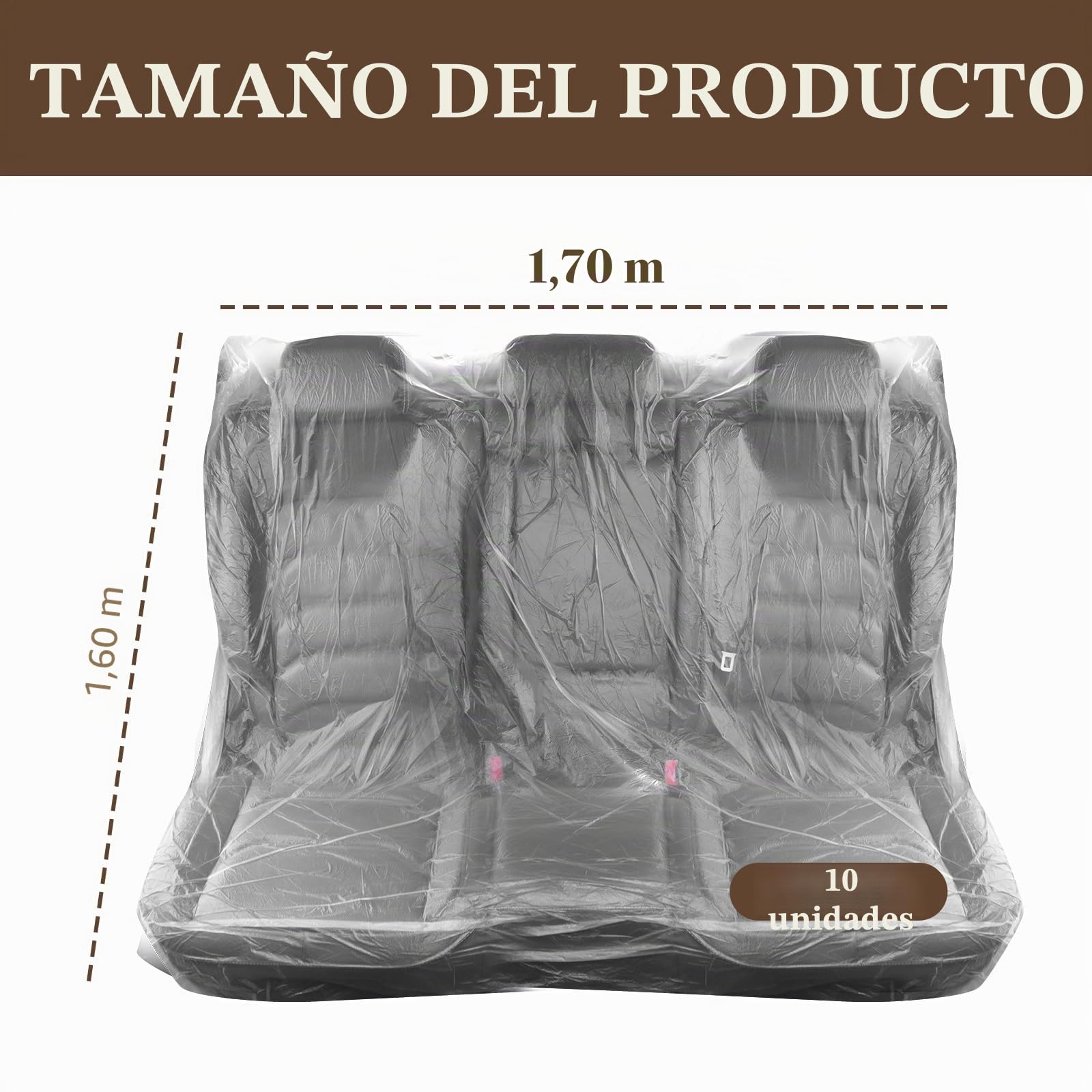 10 fundas de plástico para asientos traseros de coche, fundas desechables universales para proporcionar protección temporal contra el polvo y el agua, fundas de asiento desechables para