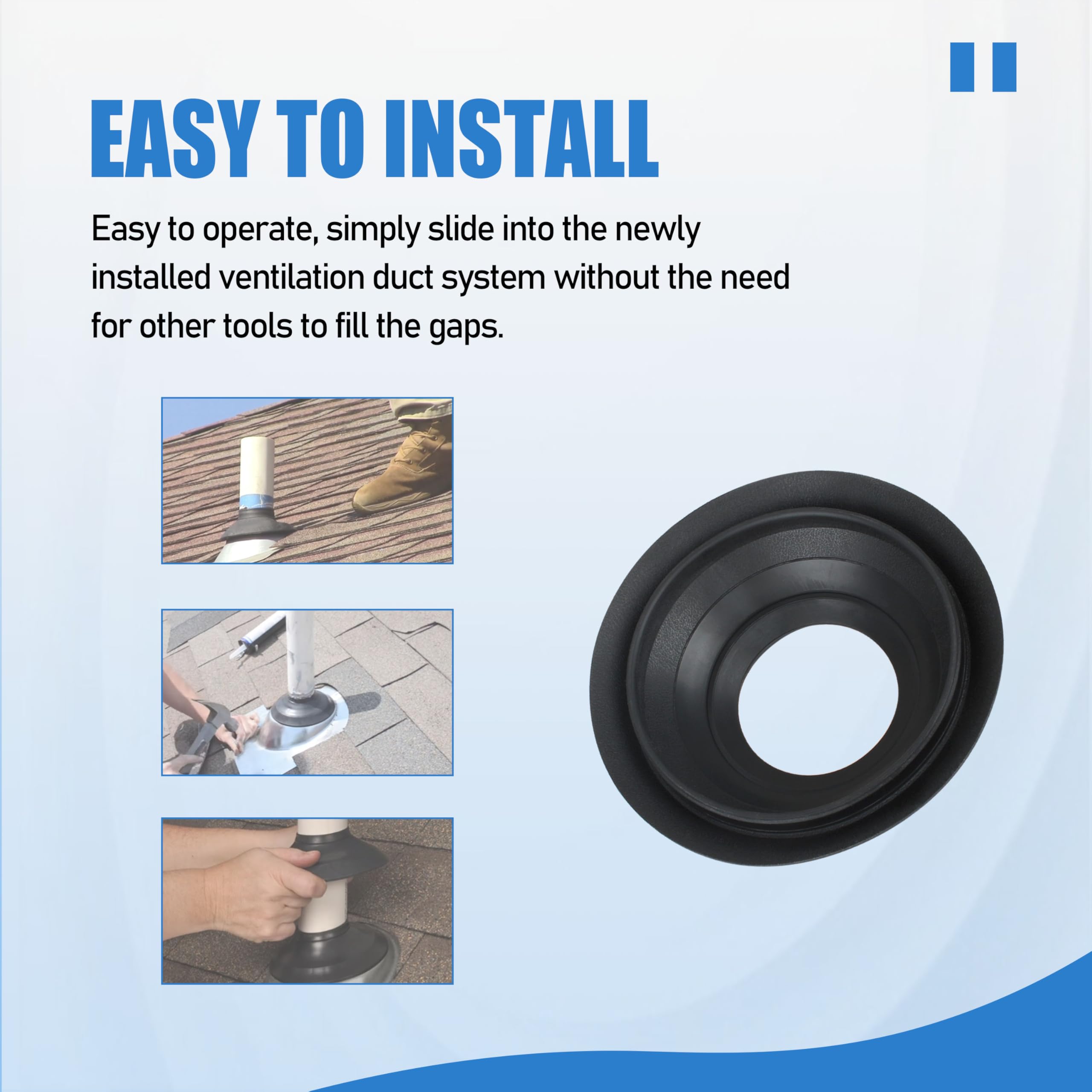 14137 Rain Collar For 3"–4" No-Calk Roof Flashings – Self-Sealing Black Pipe Flashing Repair