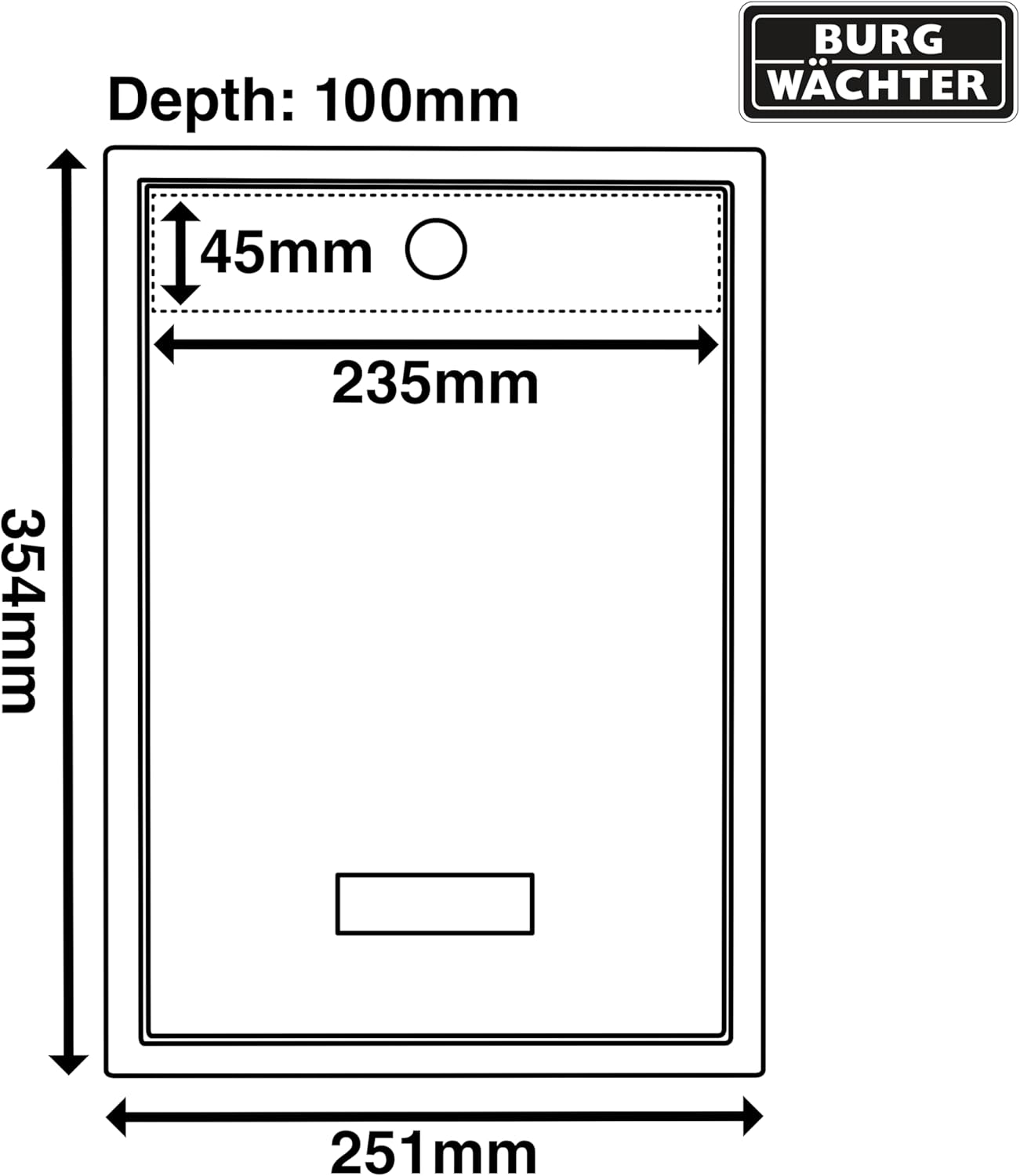 Burg-Wachter MB11BK Forth Rear Access Gate & Wall Mounted Galvanised Steel Lockable Weatherproof Post Box - Black - 25x35x10cm