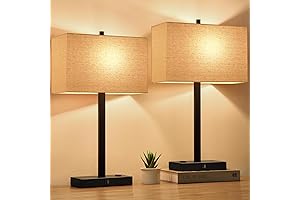 Touch Activated Bedside Lamp: Upgraded Dual USB C+A & AC Outlet Charging Ports Nightstand Lamp