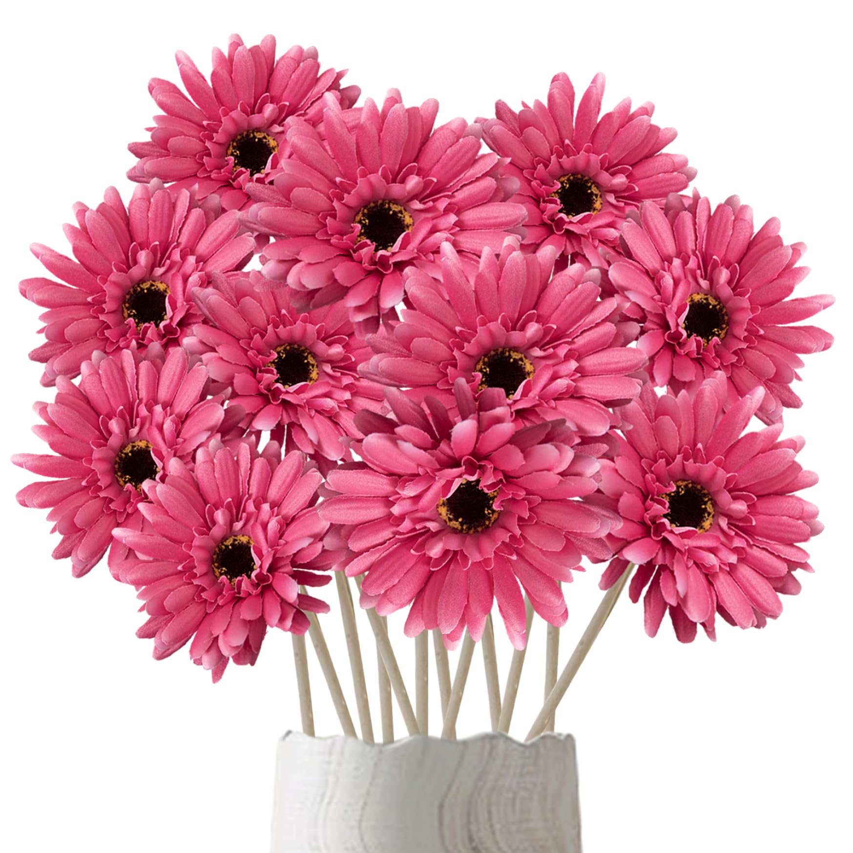 Marguerites artificielles en soie lot de 12 pièces pour décoration florale