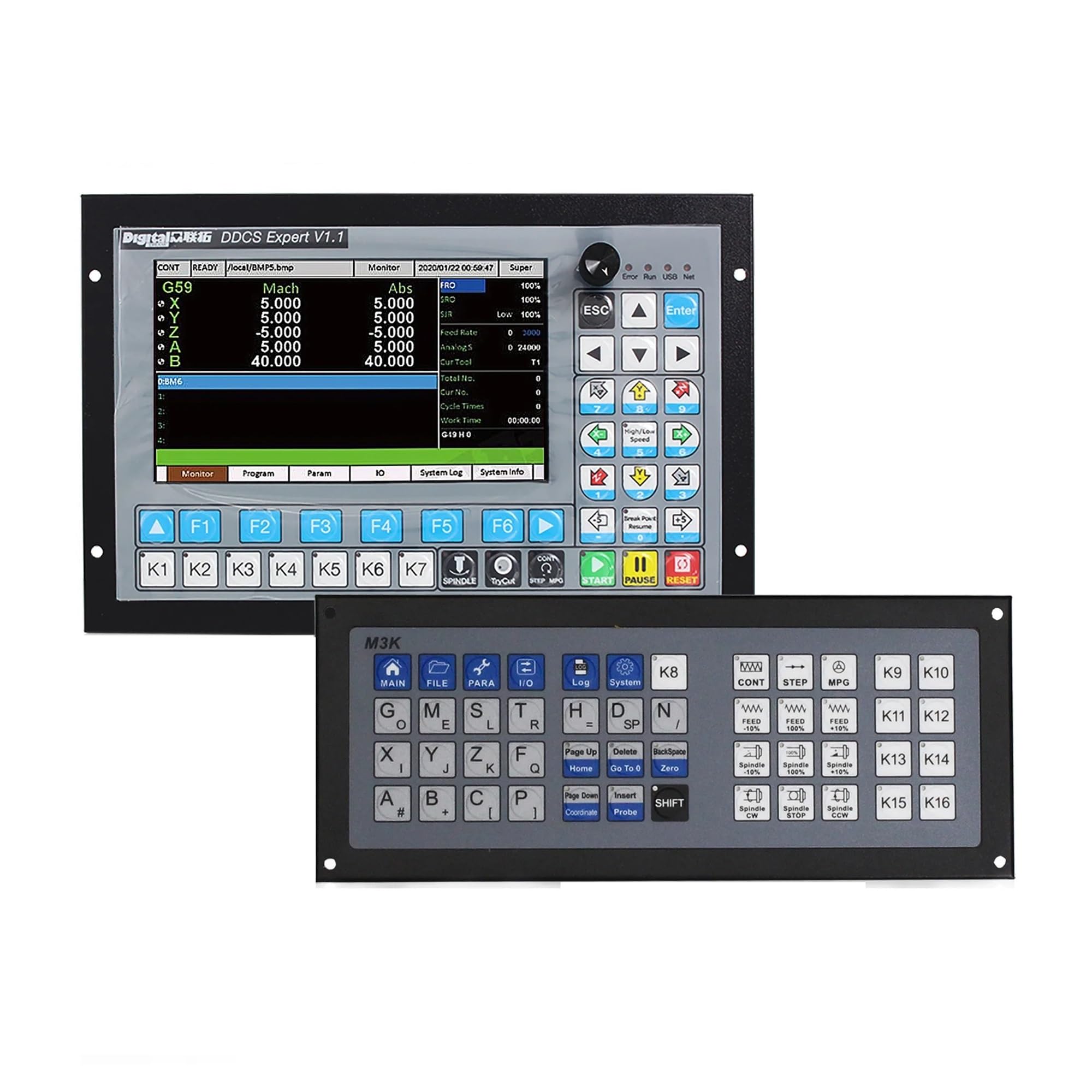 JVDDI 3/4 5 Axis Standalone Motion CNC Controller PLC offline DDCS Expert & MPG Handwheel & Emergency Stop & Keyboard(5 Axis DDCS Expert)