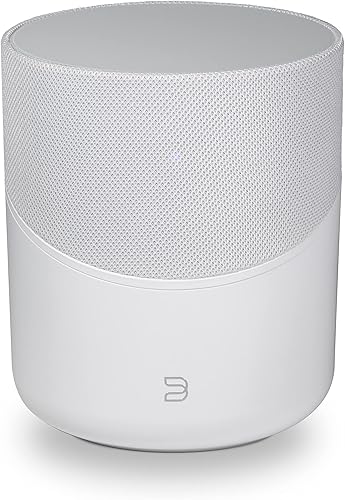 Bluesound Pulse M - Altavoz inalámbrico de transmisión de música omnihíbrido con Bluetooth, color blanco, compatible con Alexa y Siri