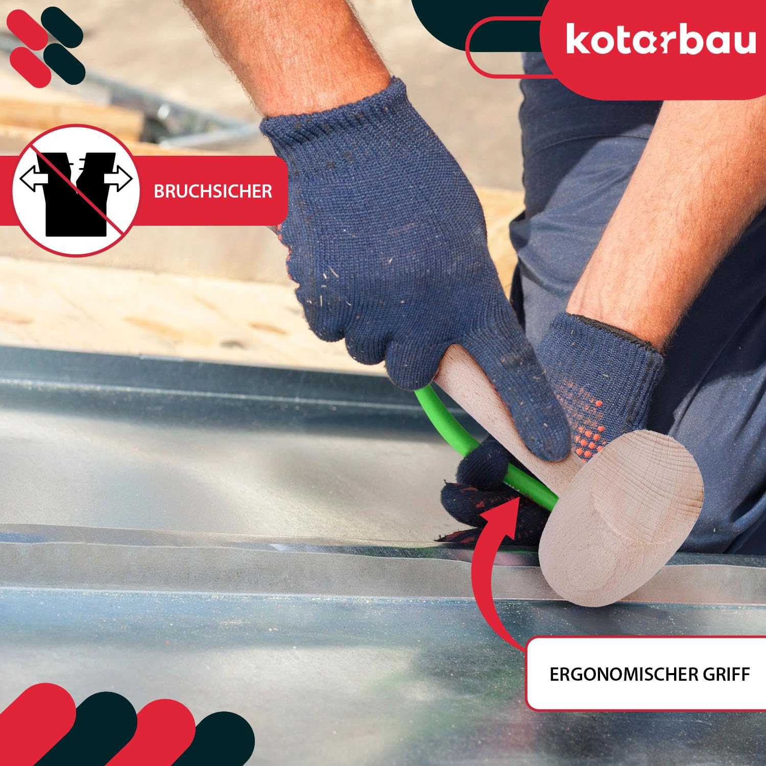 KOTARBAU® Martillo de Madera, Ø 65 mm, Mazo de Madera de Haya, Maza Redonda para Trabajos de Corte, desbaste y Tallado de Madera, Uso en carpintería