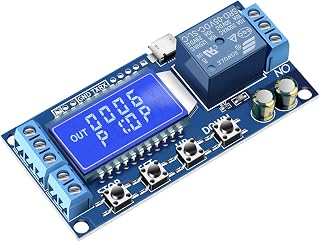 DROK Timer Relay LCD Delay-Off Cycle Timer Module 0.01s-9999min 6-30V Micro USB 5V Power Supply