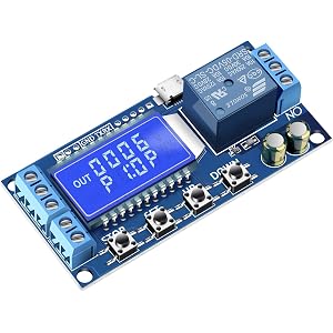 DROK Timer Relay - 5V/12V/24V Time Delay Relay Switch Delay-Off Cycle Timer 0.01s-9999mins with LCD Display Support Micro USB 5V Power Supply