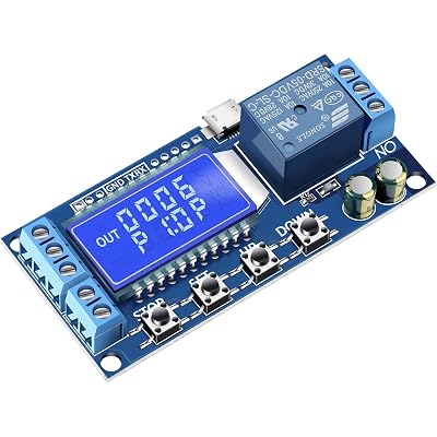 DROK Timer Relay - 5V/12V/24V Time Delay Relay Switch Delay-Off Cycle Timer 0.01s-9999mins with LCD Display Support Micro USB 5V Power Supply