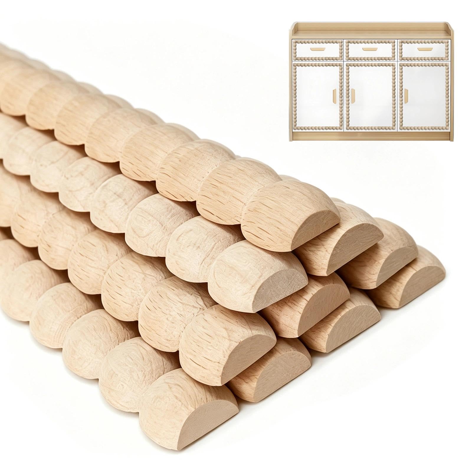 Ezitruz Bobbin Trim Moulding 12 Pcs Decorative Beaded Wood Trim 11.81 Inch