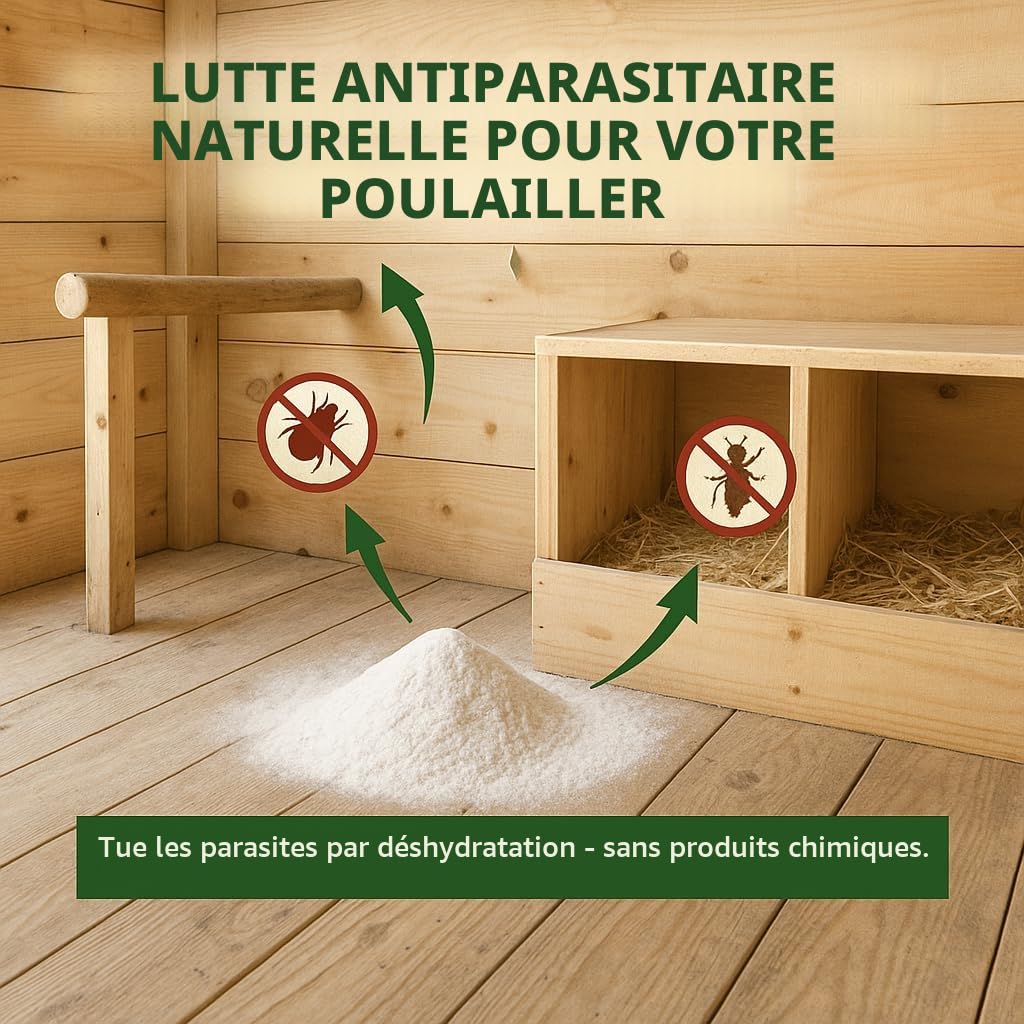 GiDeli Terre de diatomée pour poulets et jardin - Poudre de silicate amorphe à base d'algues fossiles - Haute absorption, comme additif de litière et pour le bain de sable - 5 kg