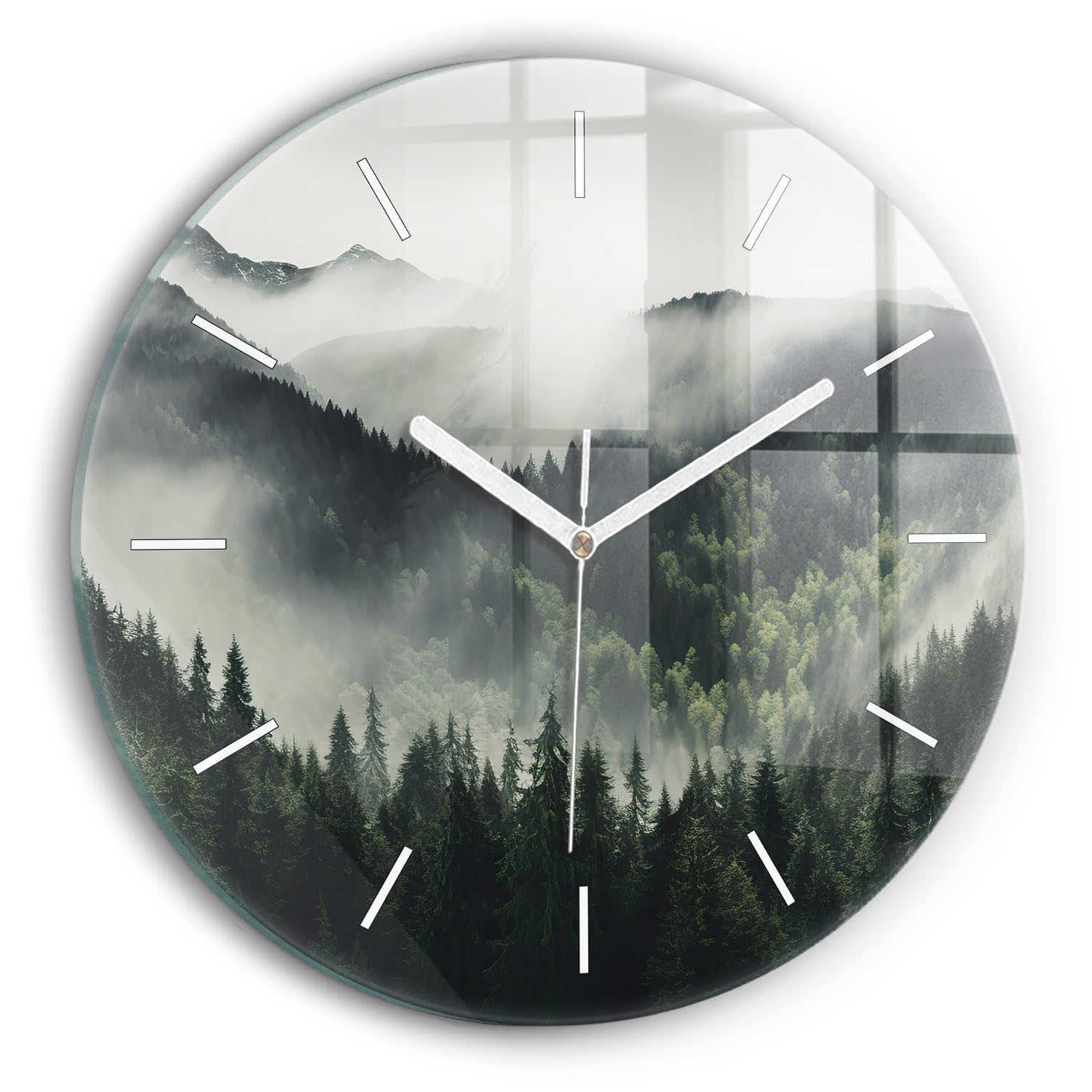 Horlogerie Moderne en Verre Wallfluent Paysage Forestier Élégance et Qualité Supérieure