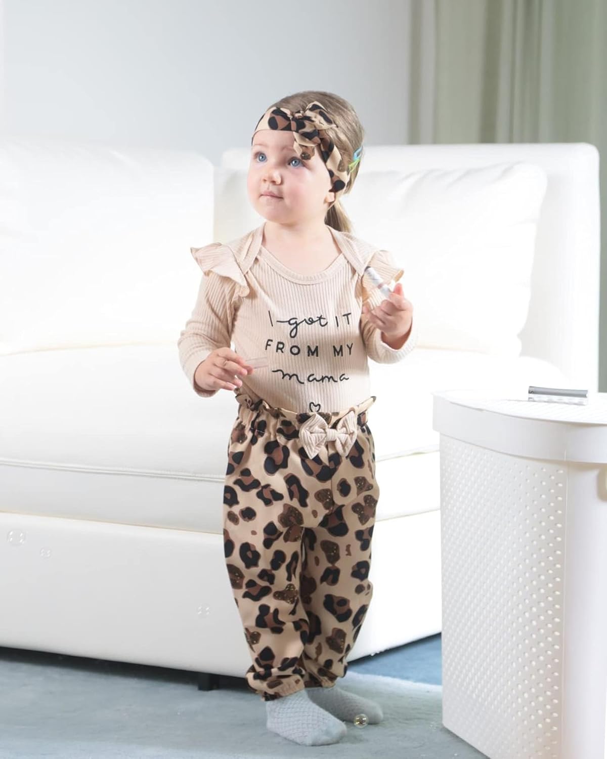 DISAUR Baby Girls Clothes Newborn Infant Baby Girls Outfit Long Sleeve Ruffle Romper Floral Pants Headband Sets 0-18 Months - Image 2