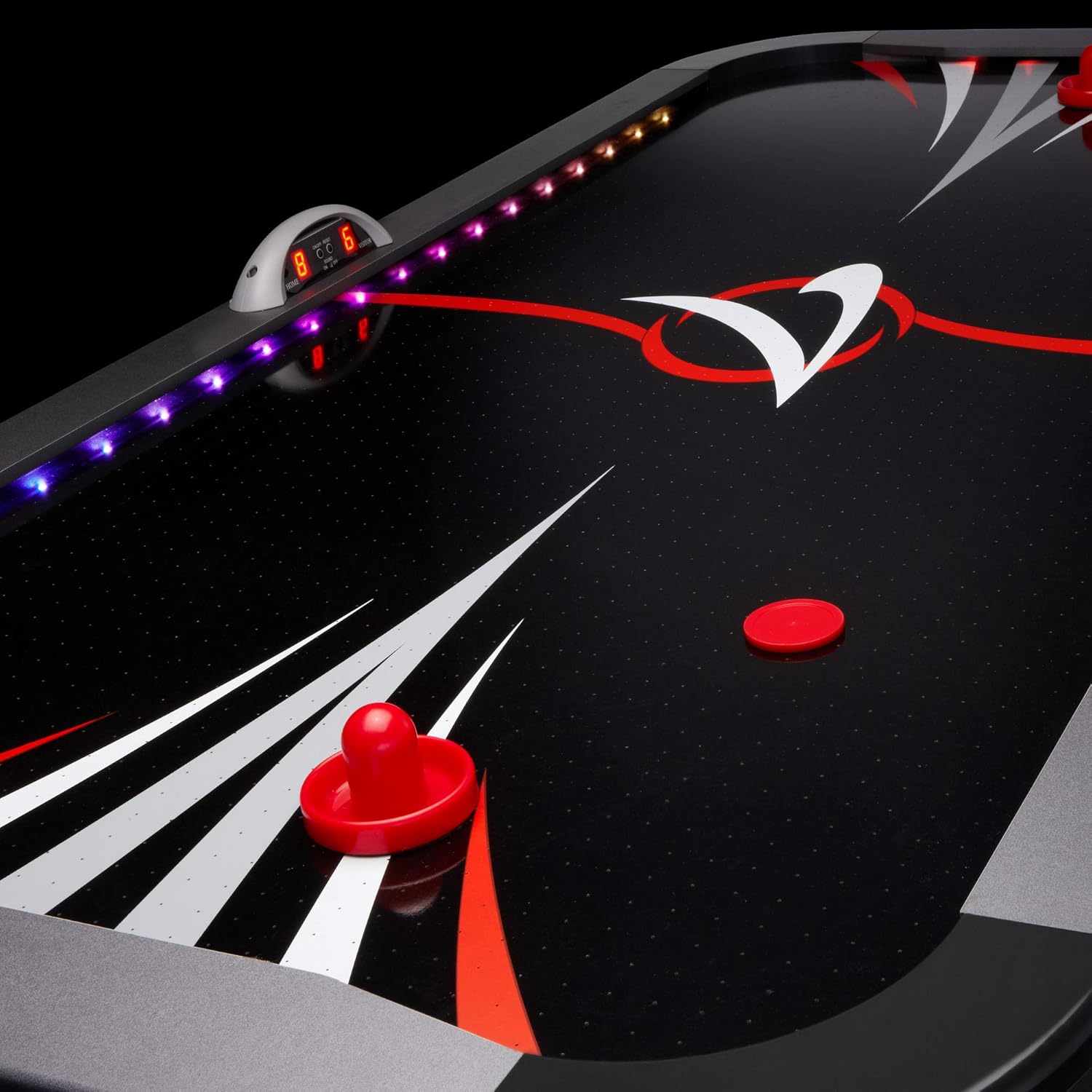 Black 7-Foot LED Illuminated Air Hockey Table