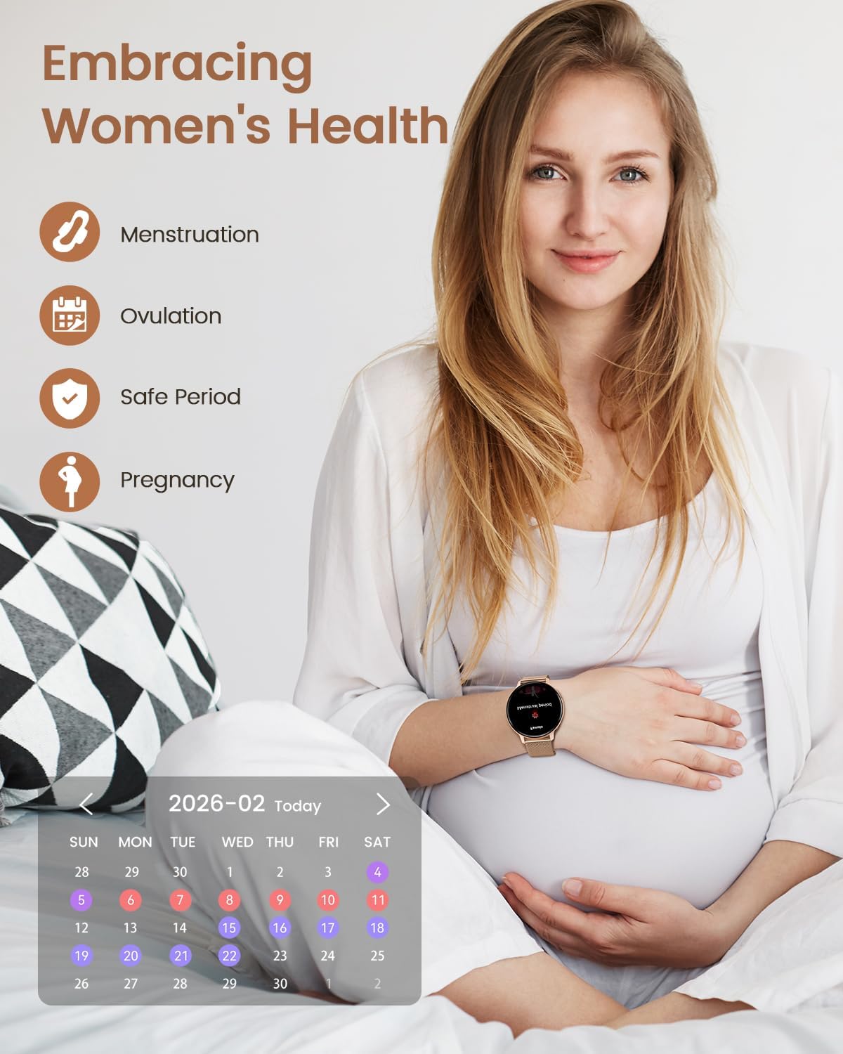 Reloj Inteligente Mujer, 1.39″ HD Smartwatch Mujer con Llamadas/24H Sueño/Pulsómetro/SpO2, Función Femenina 120+ Modos Deportivos IP68 Pulsera Actividad Calorías Podómetro Android iOS Oro Rosa, Regalo 4