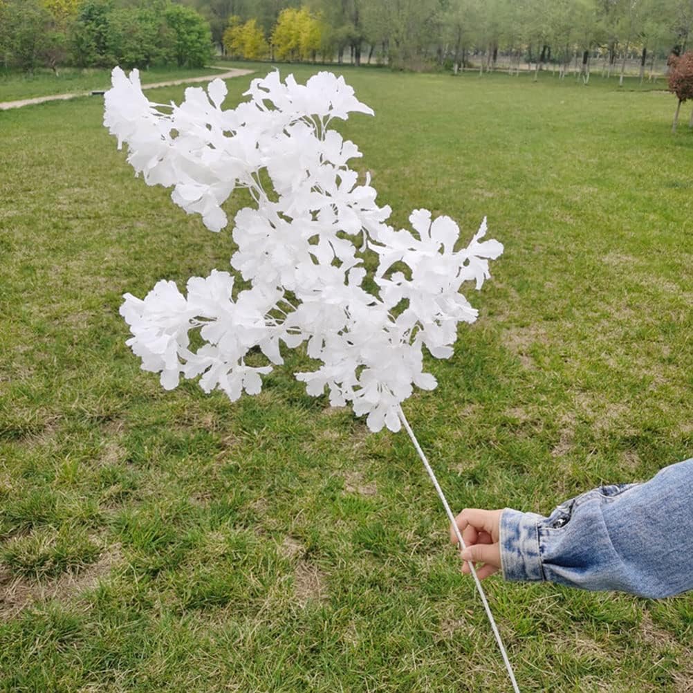 Goodangie00 5Pcs 33.5" White Artificial Cherry Blossom Flower Bushy Silk Branches for Spring Home Room Wedding Party Kawaii Decor, Japan's National Flower - Image 2