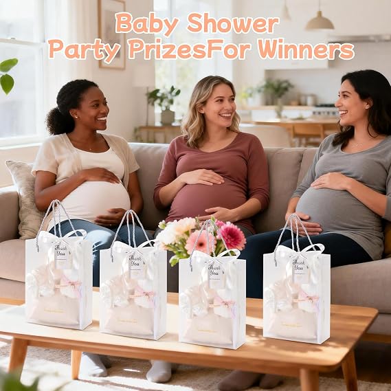 55-Piece Baby Shower Game Winner Prize Set, Including Hair Ties, Eye Mask, Makeup Bag and Gift Bag, Suitable for Baby Shower Game Prizes, Weddings and Bridal Shower Gifts (White)