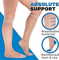 Vista 3 de ABSOLUTE SUPPORT Hecho en EE. UU. - Medias de compresión graduada opacas de soporte transparente para rodilla para mujeres 15-20mmHg Para Beige