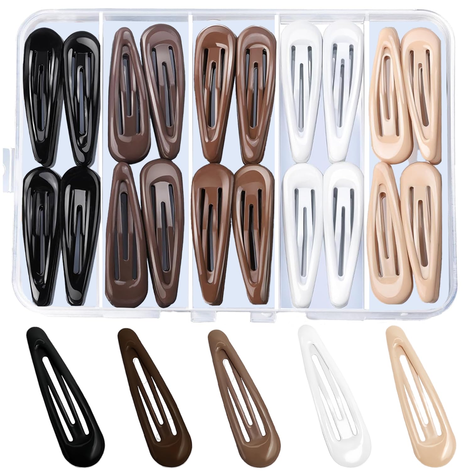 50Pcs Snap Hair Clips Non-Slip, Hair Barrettes for Women Girls HairClip, 2 inch Metal Hair Clips, 5 Colors Hair-Accessories