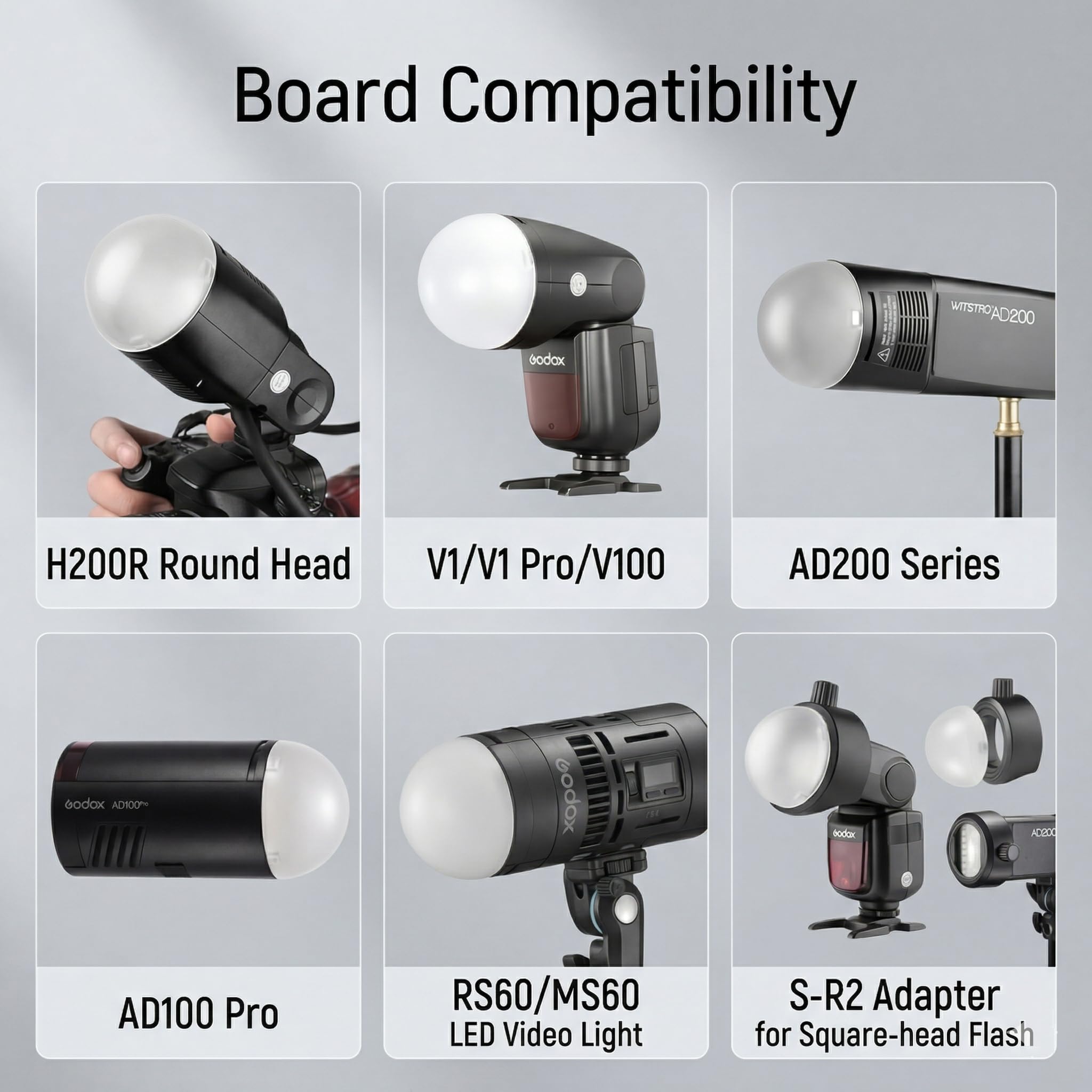Godox AK-R11 Diffusore a Cupola, Compatibile con Godox V1, V100, V1 Pro Flash a Testa Rotonda, AD100 Pro, AD200 Pro II Testa Rotonda e Luce Video LED RS60R, RS60BI