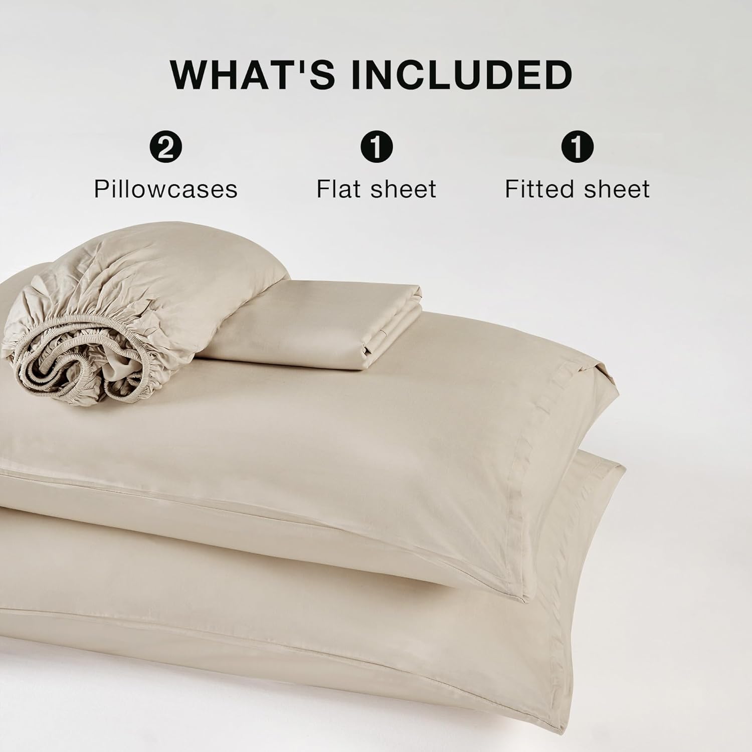 JELLYMONI Twin Sheet Set, Luxury Rayon Derived from Bamboo, Cooling Bed Sheet Set - Ultra Soft, Breathable, Eco-Friendly, Hypoallergenic - 4 Piece Sheets & Pillowcases, Light Khaki