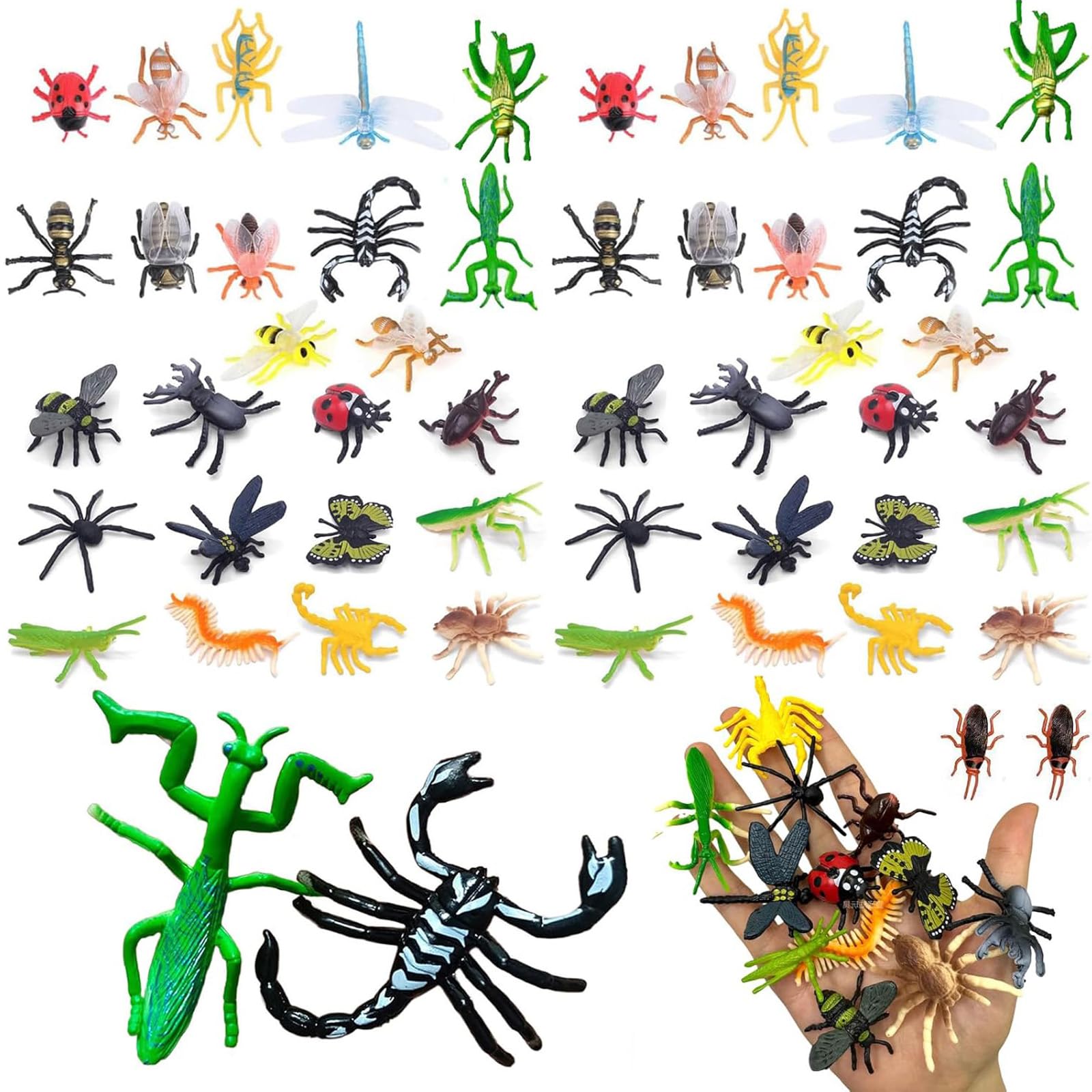 Novastream 48 Pcs Bugs Toys , Plastic Realistic Insect Toys, Mini Beasts, Colorful Assorted Play Bug for Party Favors, Gift Bag Fillers and Early Education. Suitable for People Aged 14 or above.