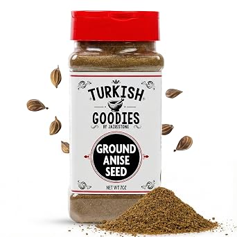 Turkish Goodies Ground Anise Powder 7 oz Premium Turkish Aniseed Spice for Baking, Tea & Biscotti Pure Pimpinella Anisum in Large Shaker Jar Non-GMO & Gluten-Free Culinary Seasoning