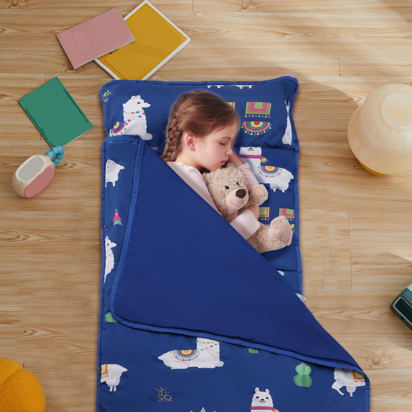 Faltbare Anti-Kick-Thermal-Schlafmatte mit Kissen und Decken 21x51 Tragbarer Kinderschlafsack