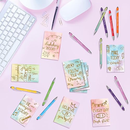 Miniatura 6 de Funrous 32 piezas de bolígrafos con citas motivacionales, cuadernos inspiradores, mini diario con bolígrafo de bola, pequeños cuadernos de regalo