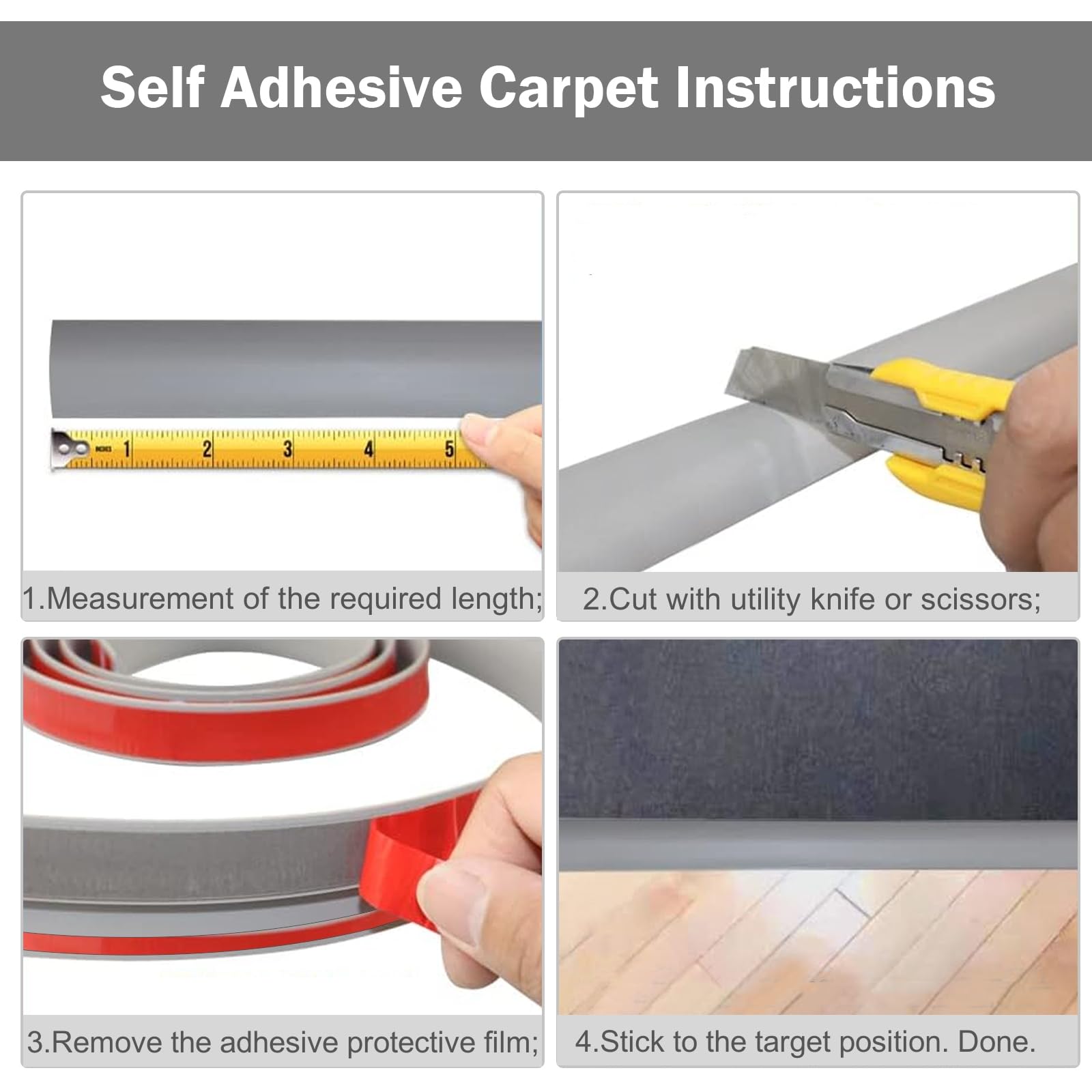 Striscia Soglia Autoadesiva 400x5cm - Coprifuga Per Pavimenti, PVC Morbido, Facile Applicazione