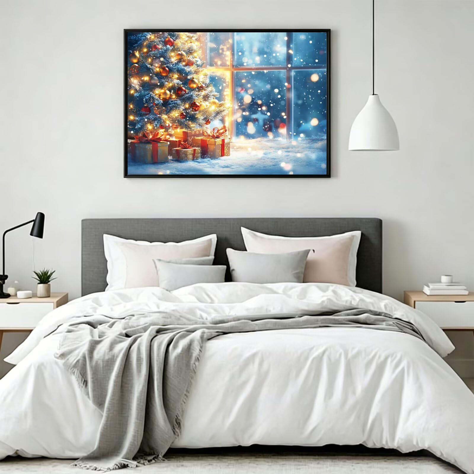 Pintar por Numeros Árbol de Navidad Pinturas Acrilicas invierno Pintura por Numeros Lienzos para Pintar, Pintura Acrilica Manualidades, Decoración Hogar, Regalos Cumpleaños, 90x120cm Sin Marco, q-788