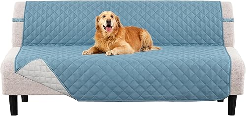 Miniatura 10 de PrinceDeco Funda de sofá reversible lavable para sofá de 2 plazas, protector de muebles con correas elásticas para mascotas, niños, perros y gatos