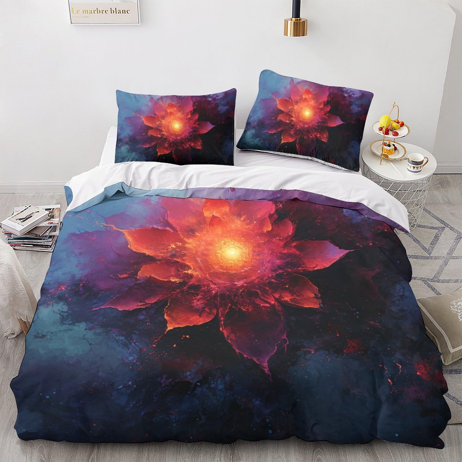 Housse de couette 220x240 rose lit King parure de lit 3 pièces microfibre ado enfant