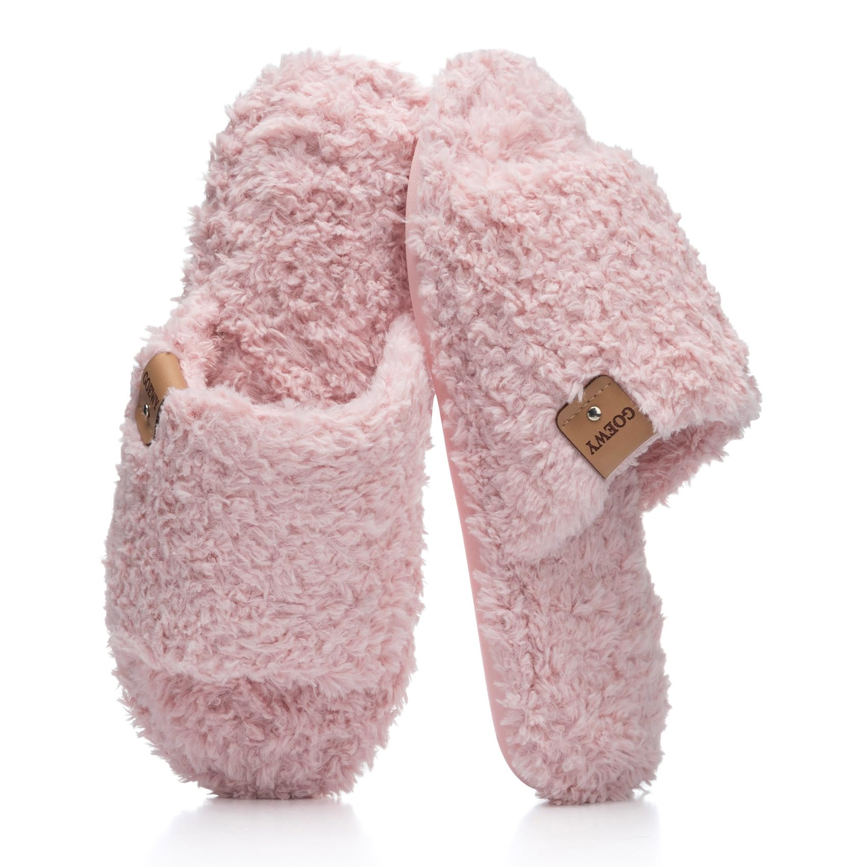 GOEWY Damen Hausschuhe mit Memory Foam - Kuschelige Offene F