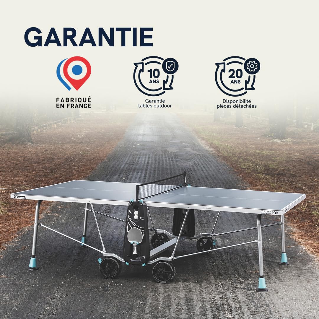 CORNILLEAU - Table de ping Pong d'extérieur 200X Outdoor - Loisir de Jardin - Agrément FFTT - Gris