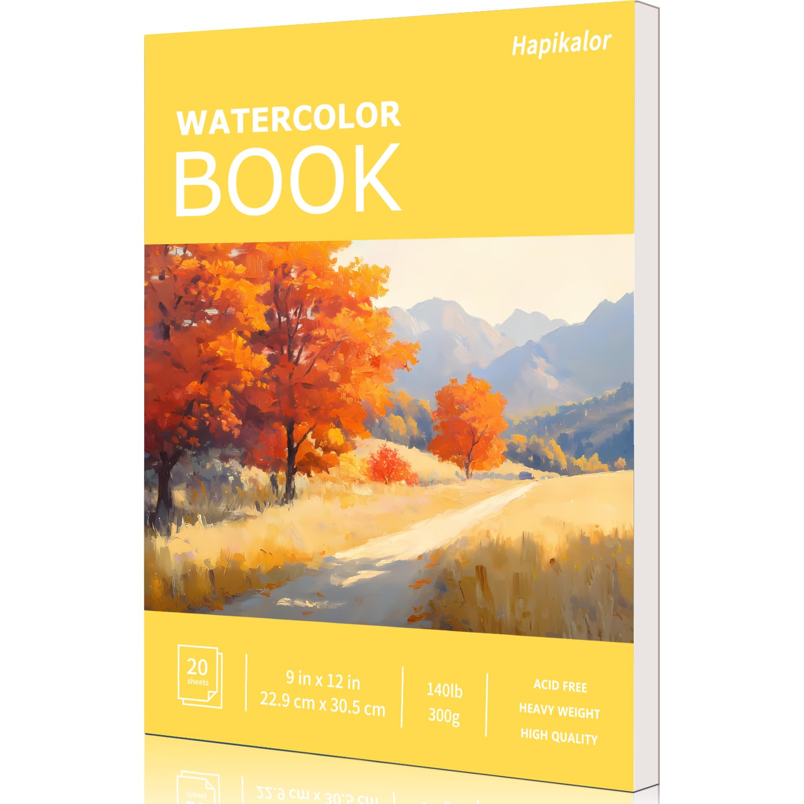 Hapikalor 9"x12" Watercolor Paper, 140lb/300gsm Water Color Paper, Yellow