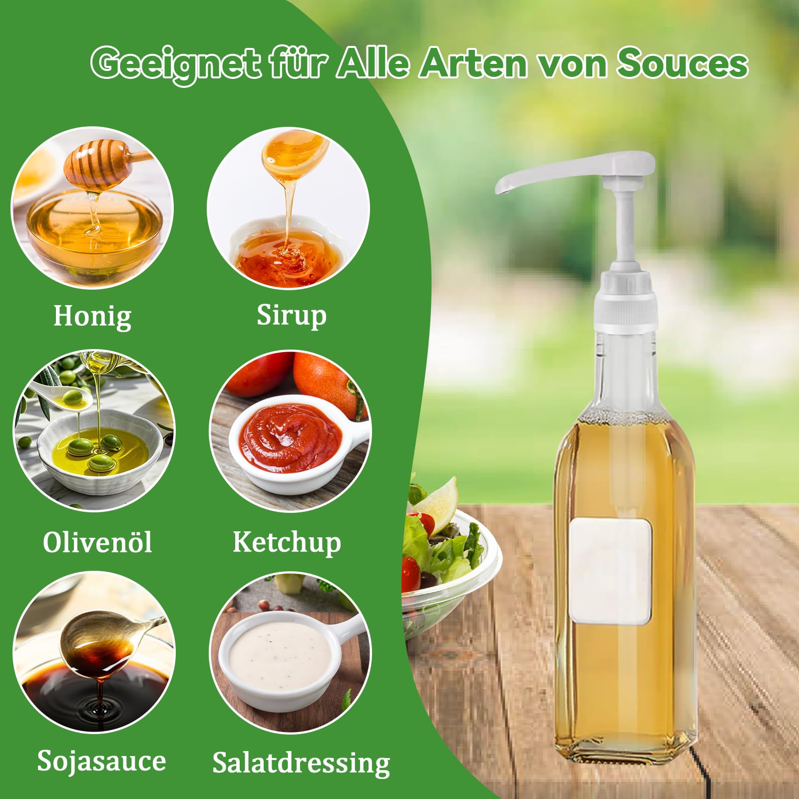 Zestaw 6 pompek dozujących do syropu Monin, bez cukru, 5 ml, precyzyjny dozownik, wielokrotnego użytku, kompatybilna z butelkami o pojemności 250 ml, zestaw do syropu Monin, do kawiarni, restauracji